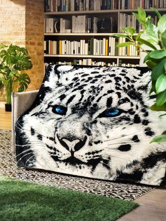 Плед 1.5-спальный, 140х180 см, микрофибра, 100% полиэстер, Silvano, Снежный барс, AI-1504011