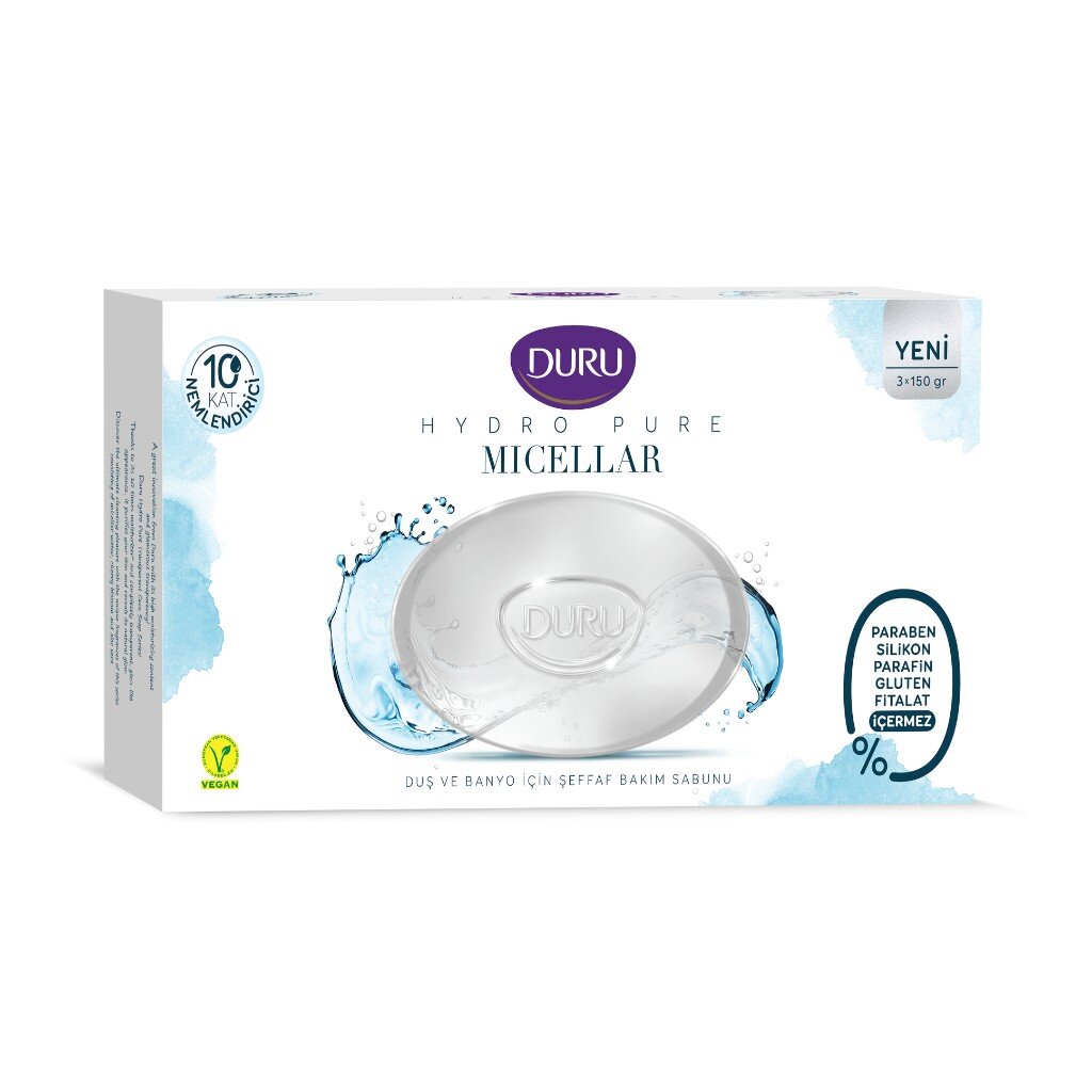 Мыло Duru, Hydro Pure Мицелярный уход, 3 шт, 150 г, косметическое