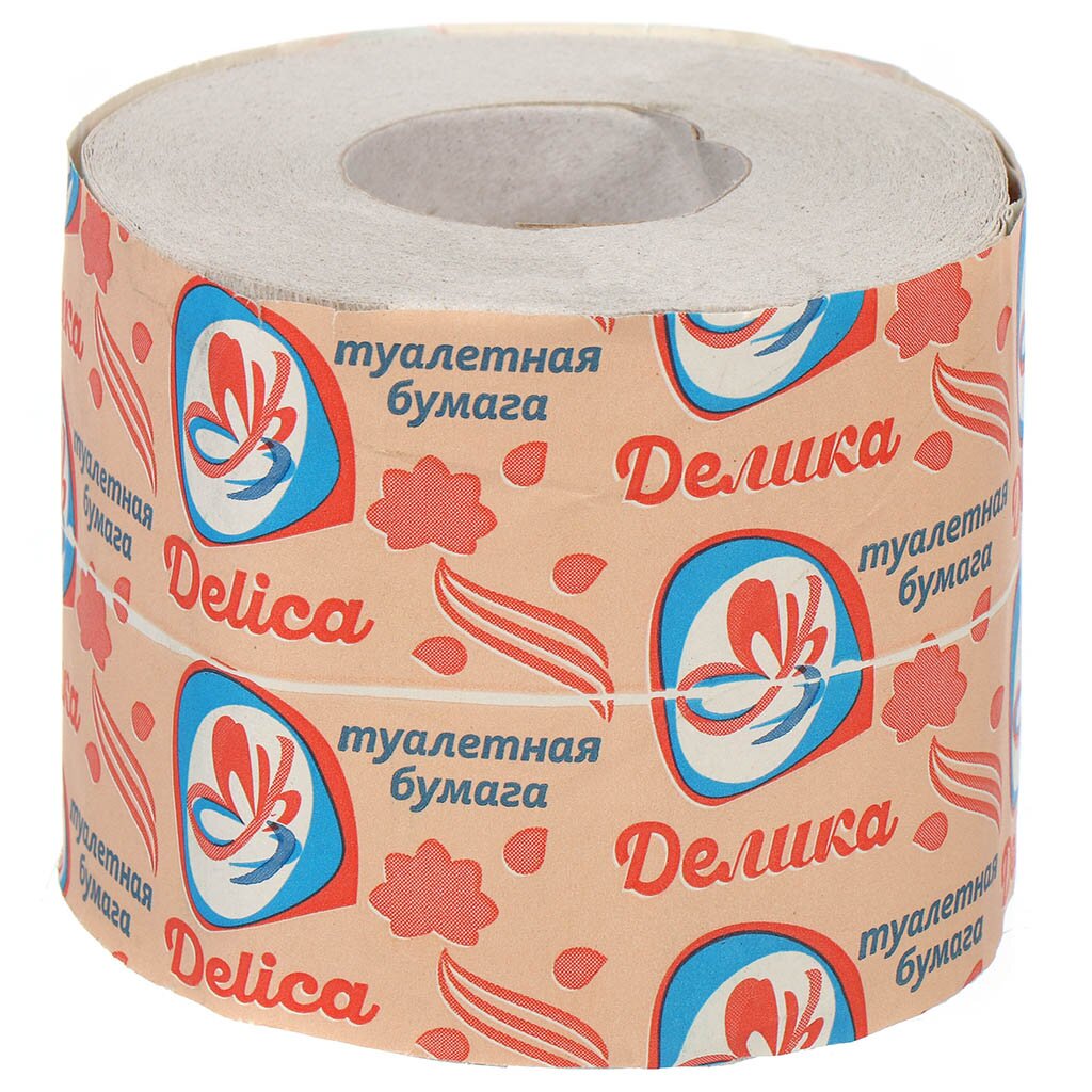 Туалетная бумага Delika, Эко, 1 слой, 10.5 м, с втулкой, серая