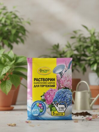Удобрение Растворин, для гортензий, 5 шт, минеральное, таблетки, Фаско