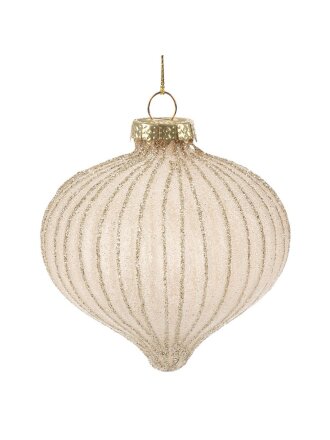 Елочное украшение Луковица Грани, 8 см, стекло, пудровые узоры, XF24-SC041