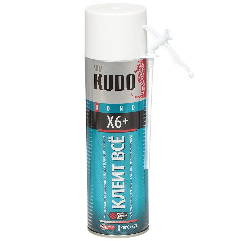 Пена-клей KUDO, X6+, 650 мл, всесезонная, KUPH06B6UAU всесезонный полиуретановый клей для строительных блоков kudo