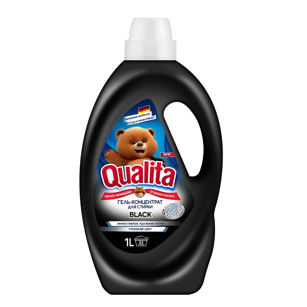 Гель для стирки Qualita, 1 л, для черного белья активный очиститель салона autosol