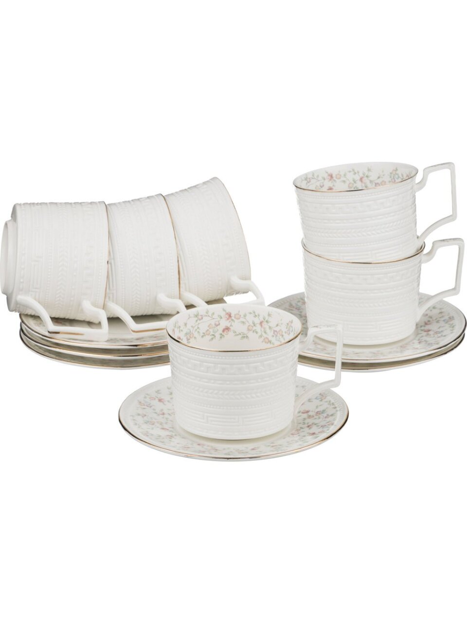 Набор чайный фарфор, 12 предметов, на 6 персон, 280 мл, Lefard, Фабьен, 760-463, подарочная упаковка