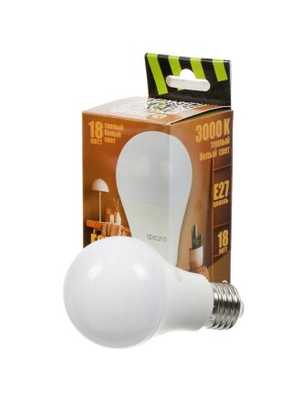 Лампа светодиодная E27, 18 Вт, 230 В, 3000 К, теплый белый свет, ФАZА, FLL- A60, 5038387