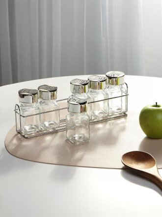 Набор для специй стекло, металл, 9.6 см, 6 шт, с подставкой, бесцветный, Daniks, S023/6R