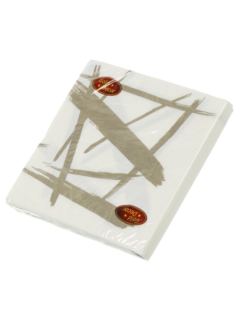 Салфетки бумажные Gold Decor, Золото на белом, 20 шт, 3 слоя, 33х33 см