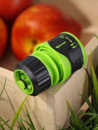 Коннектор для шланга 1/2"-5/8", быстросъемный, автостоп, с замком, Grandy, JS-3051