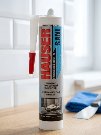 Герметик силиконовый, санитарный, Hauser, Sani, 48766, 260 мл, бесцветный