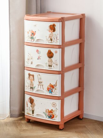 Комод детский 4 ящика, 38х48х98 см, Альтернатива, для девочек, М1240