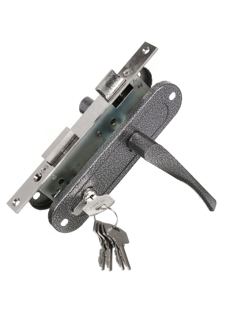 Замок врезной Зенит, ЗВ7-70.4, 00-00007737, ручка в комплекте, цилиндровый, серебро