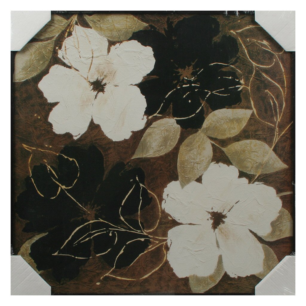 Картина 50х50 см, Черно-белые цветы, QU 4755