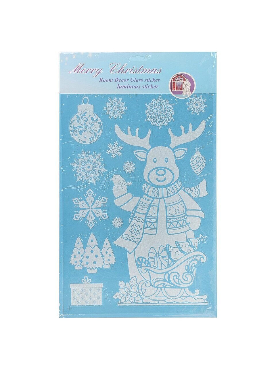 Наклейки новогодние 30х50 см, в ассортименте, Зимние узоры, Y4-8448