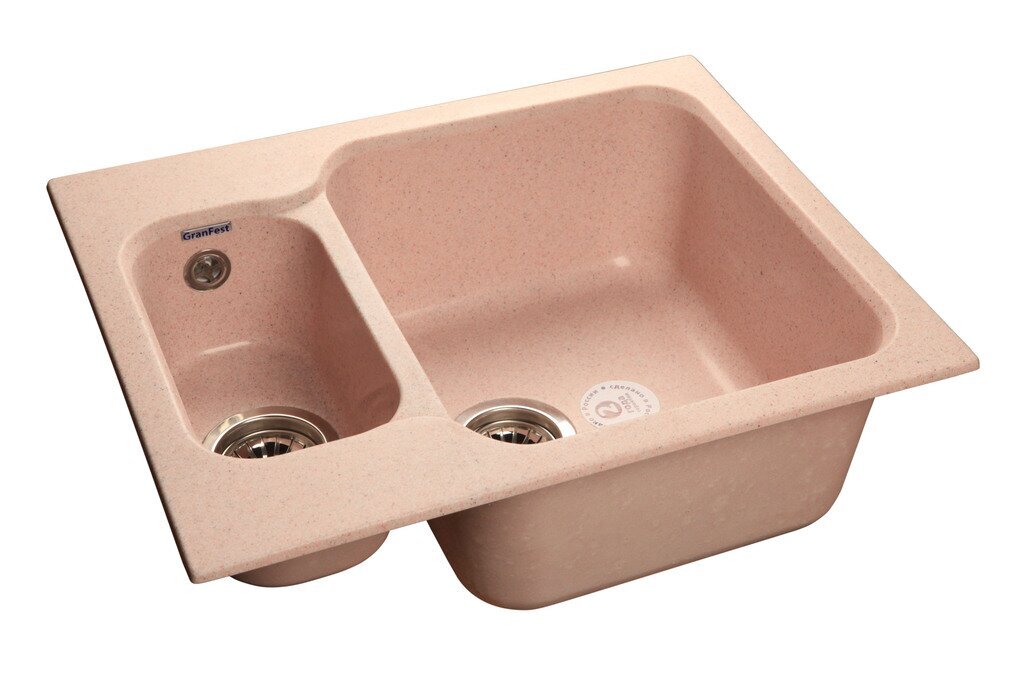 Мойка мрамор STANDART GF-S--615K 1.5-чаши 612*495 мм светло-розовый, GRANFEST