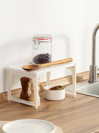 Полка настольная, пластик, 1 секция, 30х19.5х17 см, белая, Violet, Ротанг, 750006