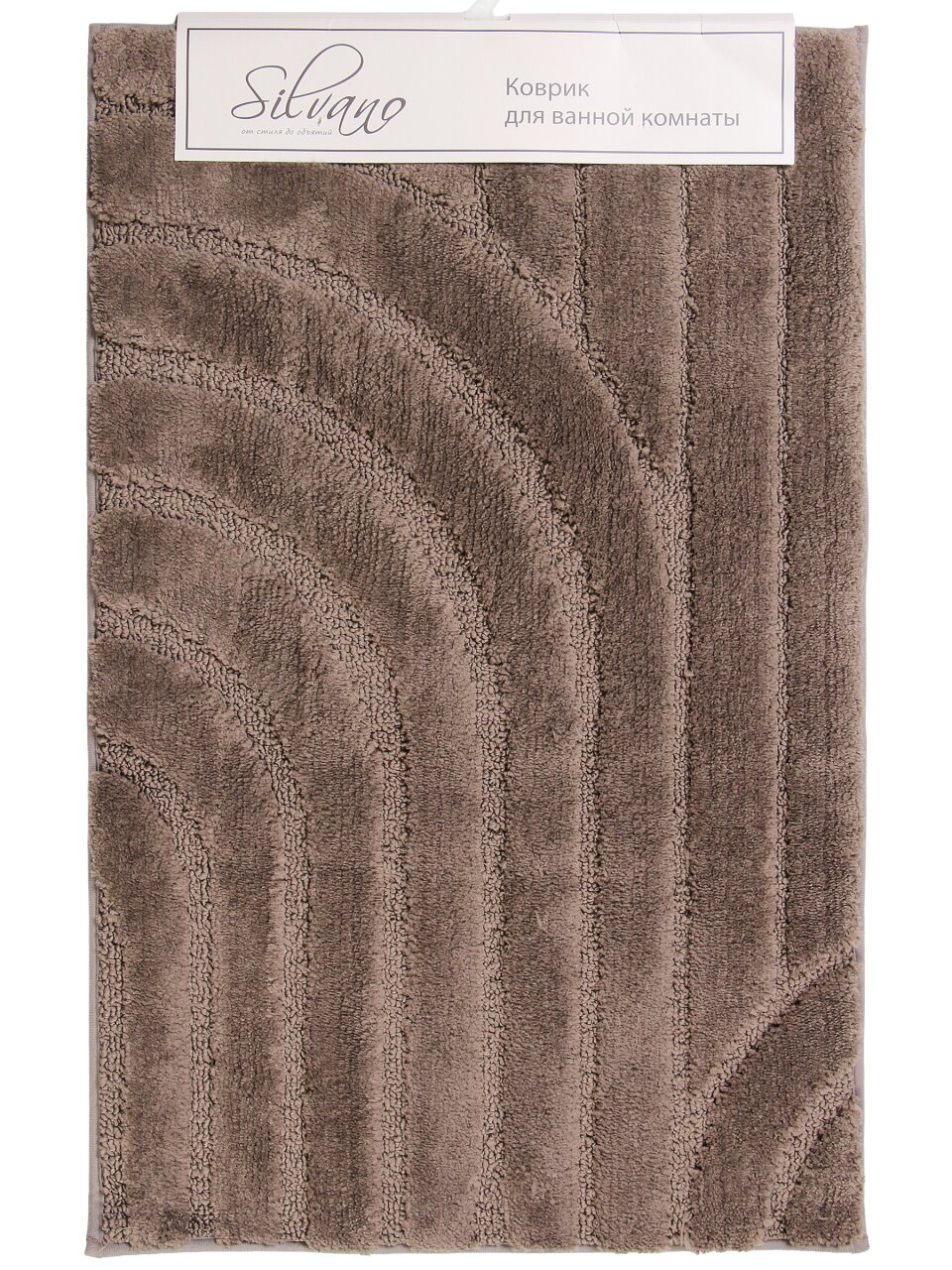 Коврик для ванной, 0.5х0.8 м, полиэстер, кофе, Silvano, Линии, Y4-11471