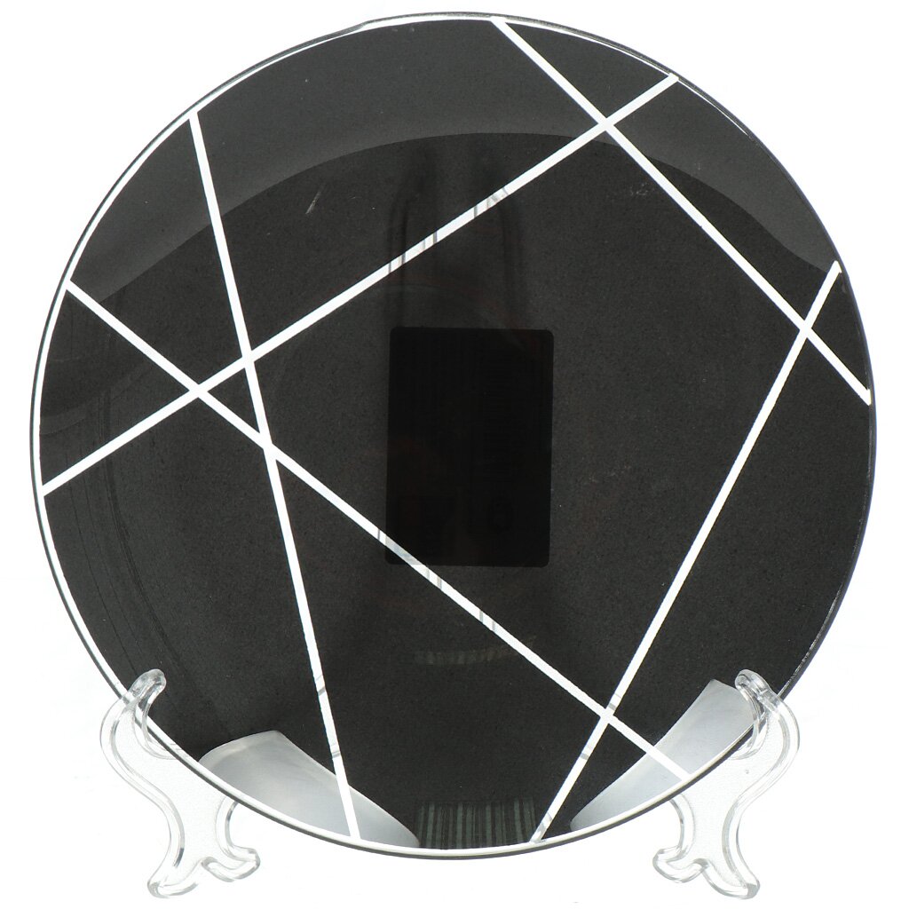 Тарелка обеденная, стекло, 20 см, круглая, Контур, 4840158192, черная