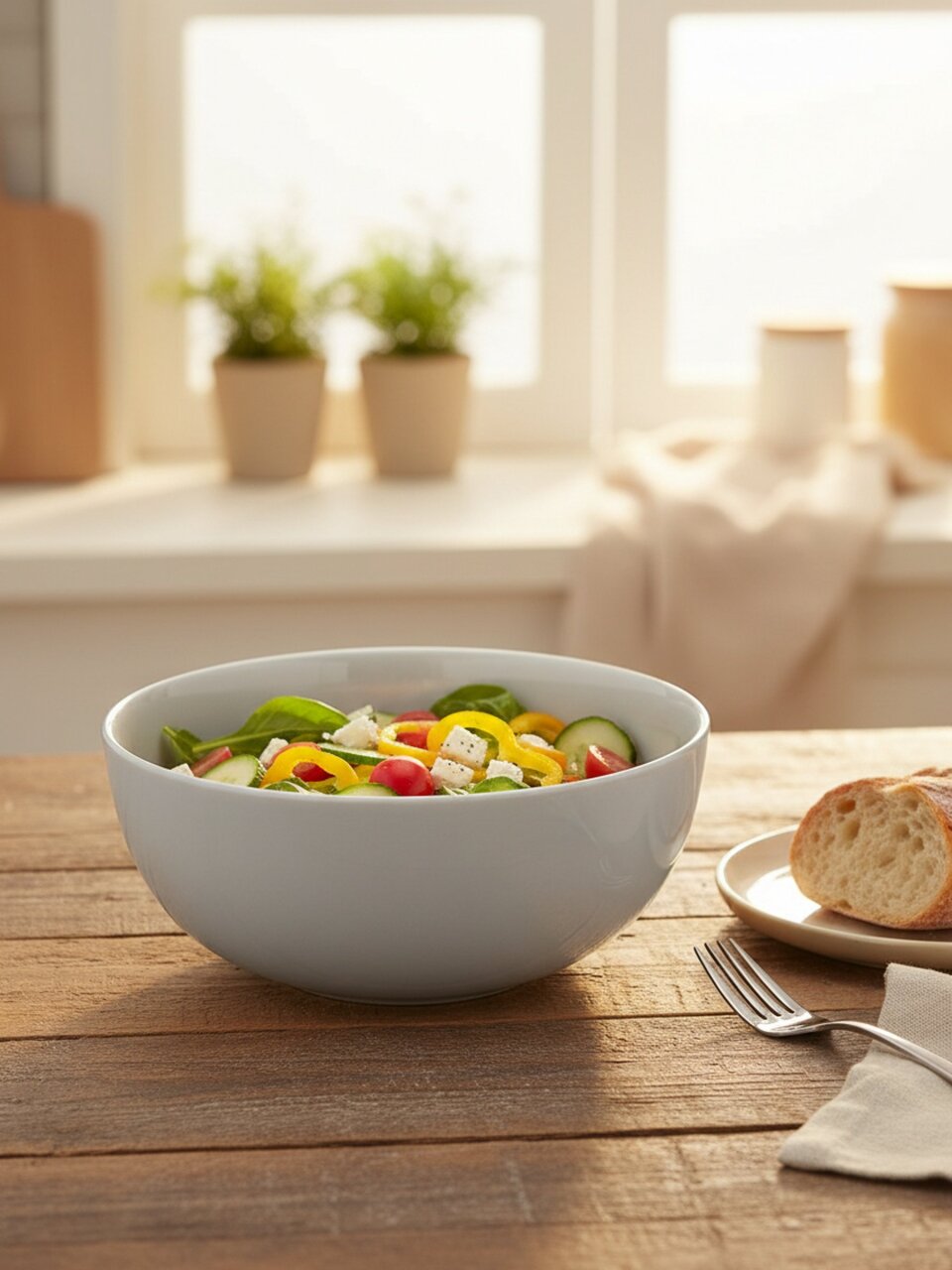 Салатник, стеклокерам, 12 см, 0,4л, кругл, Diwali Granit, Luminarc, P9204, жемчужно-серый