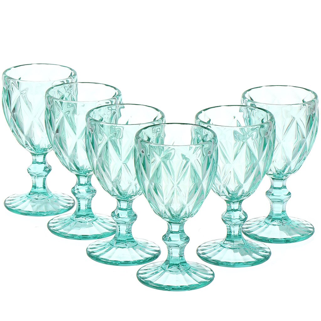 Бокал для вина, 250 мл, стекло, 6 шт, Бирюзовый, Y115-3 декор gracia ceramica visconti turquoise бирюзовый 02 25x60