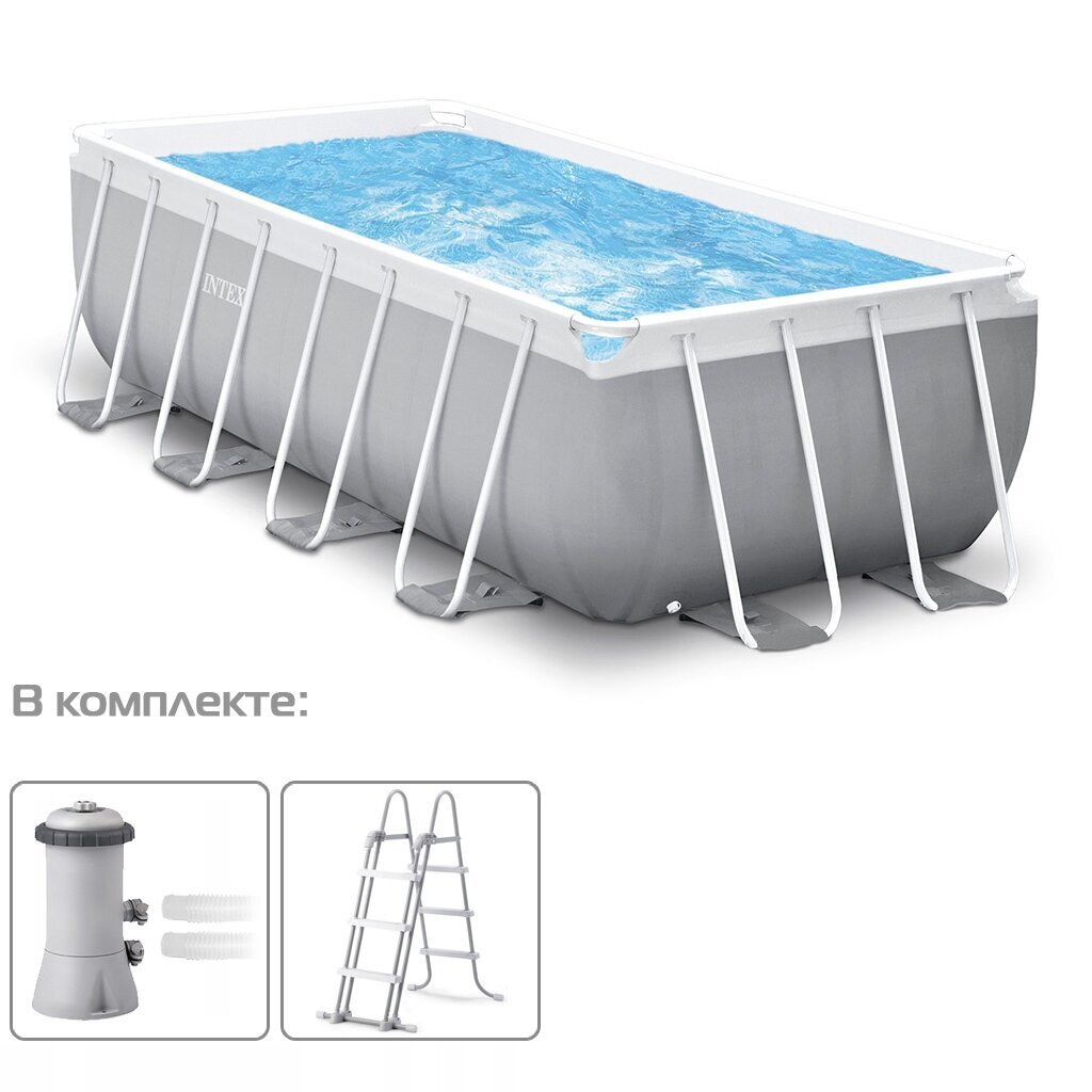 Бассейн каркасный Intex, 400х200х122 см, Prism Frame, 26790NP, фильтр-насос, лестница, 8418 л