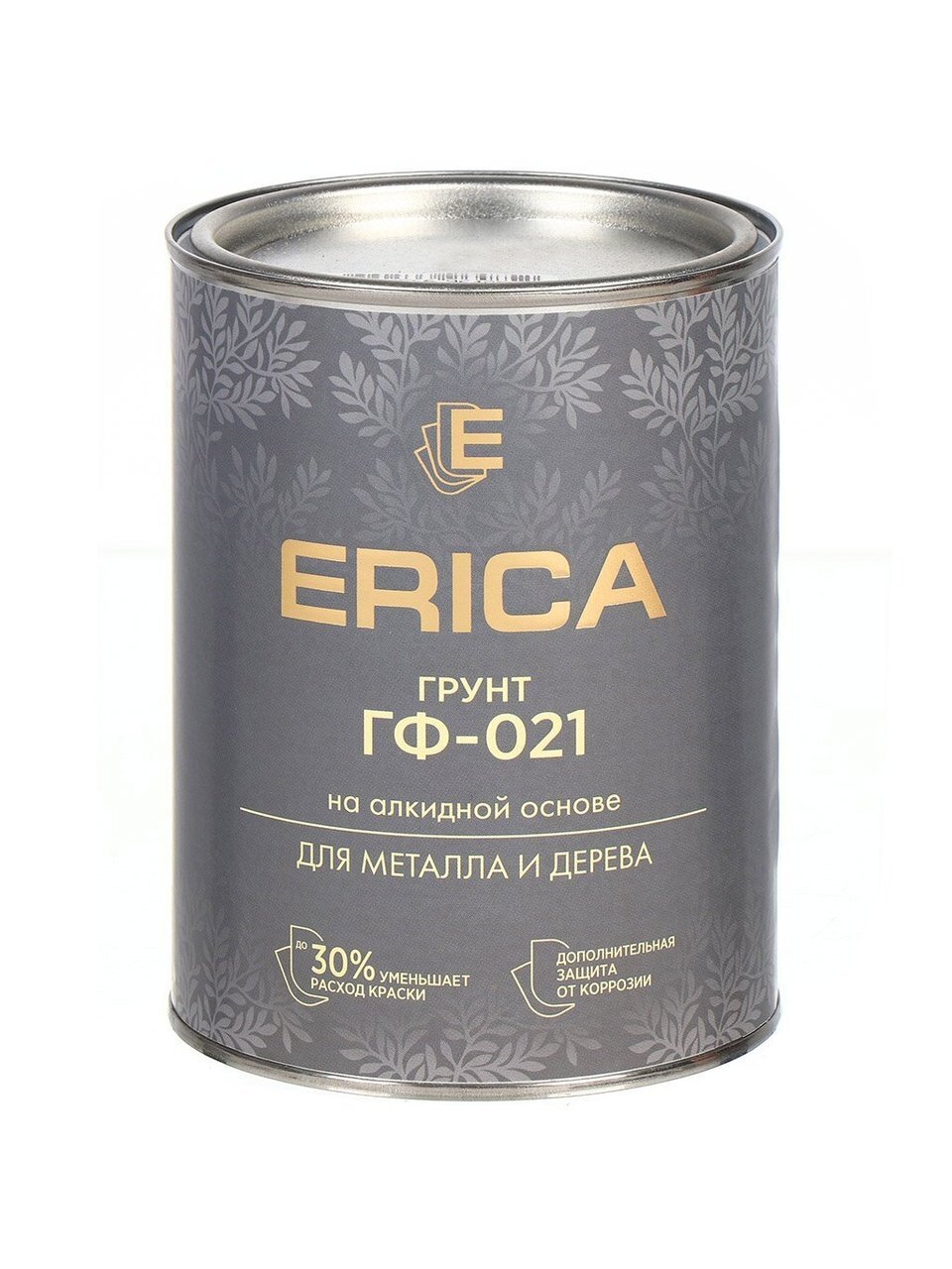 Грунтовка алкидная, Erica, ГФ-21, для внутренних и наружных работ, серая, 0.8 кг
