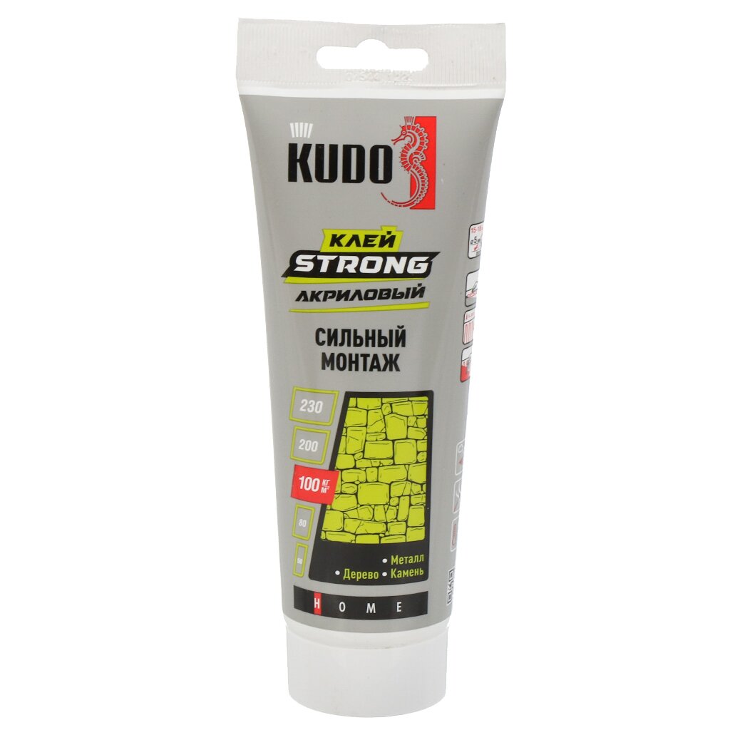 Клей KUDO, акриловый, монтажный, белый, 200 мл, KBT-341, HOME Strong клей карандаш brauberg ultra strong 36 г