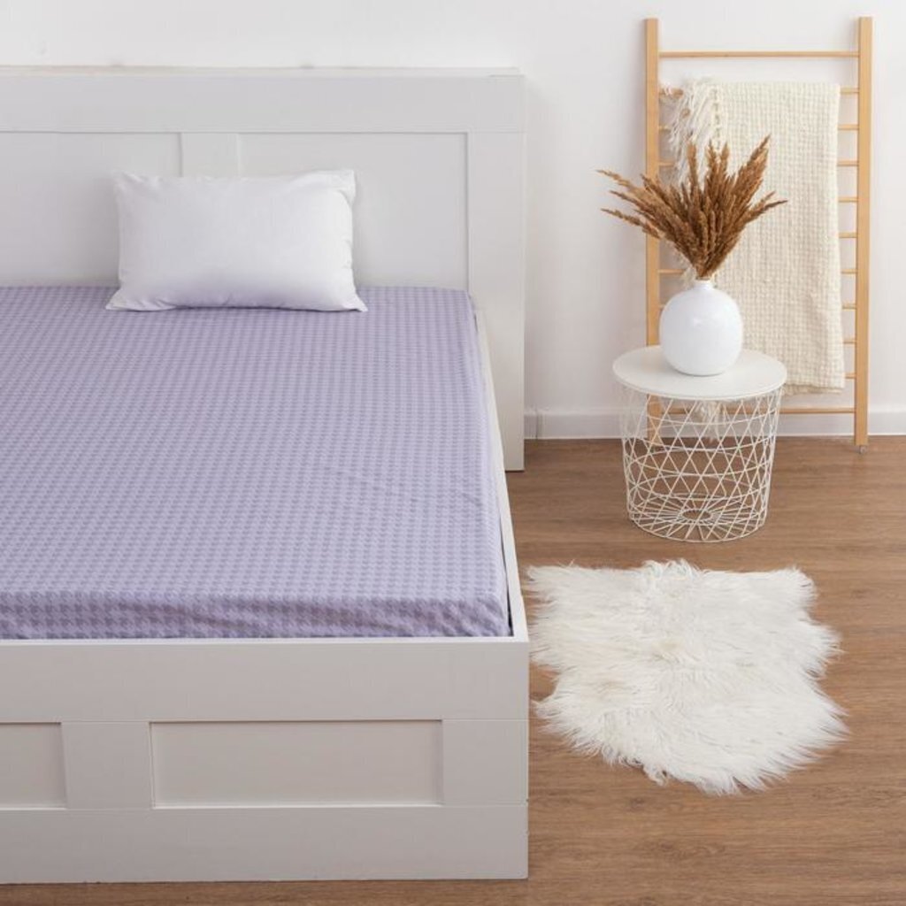 Простыня на резинке &amp;quot;Этель&amp;quot; Райское утро 140х200х20 см, Сиреневый, Поплин, 100% хлопок, 5437705