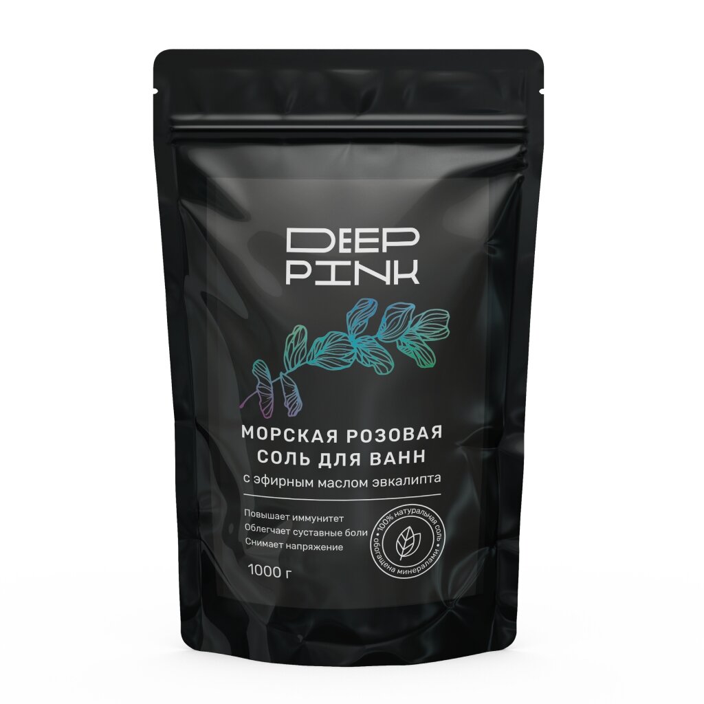 Соль для ванн Deep Pink с эфирным маслом эвкалипта 1 кг розовая 159₽