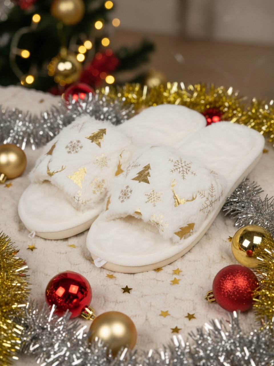 Тапки для женщин, белые, р. 36-37, Пушистый снег, A210383