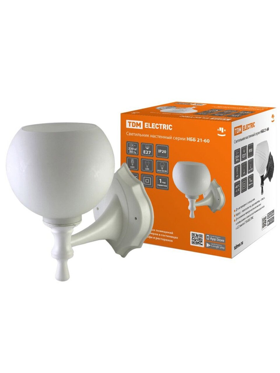 Светильник TDM Electric, НББ 21-60-1323 УХЛ4, 60 Вт, E27, на 1 лампочку, IP20, белый, SQ0370-0201