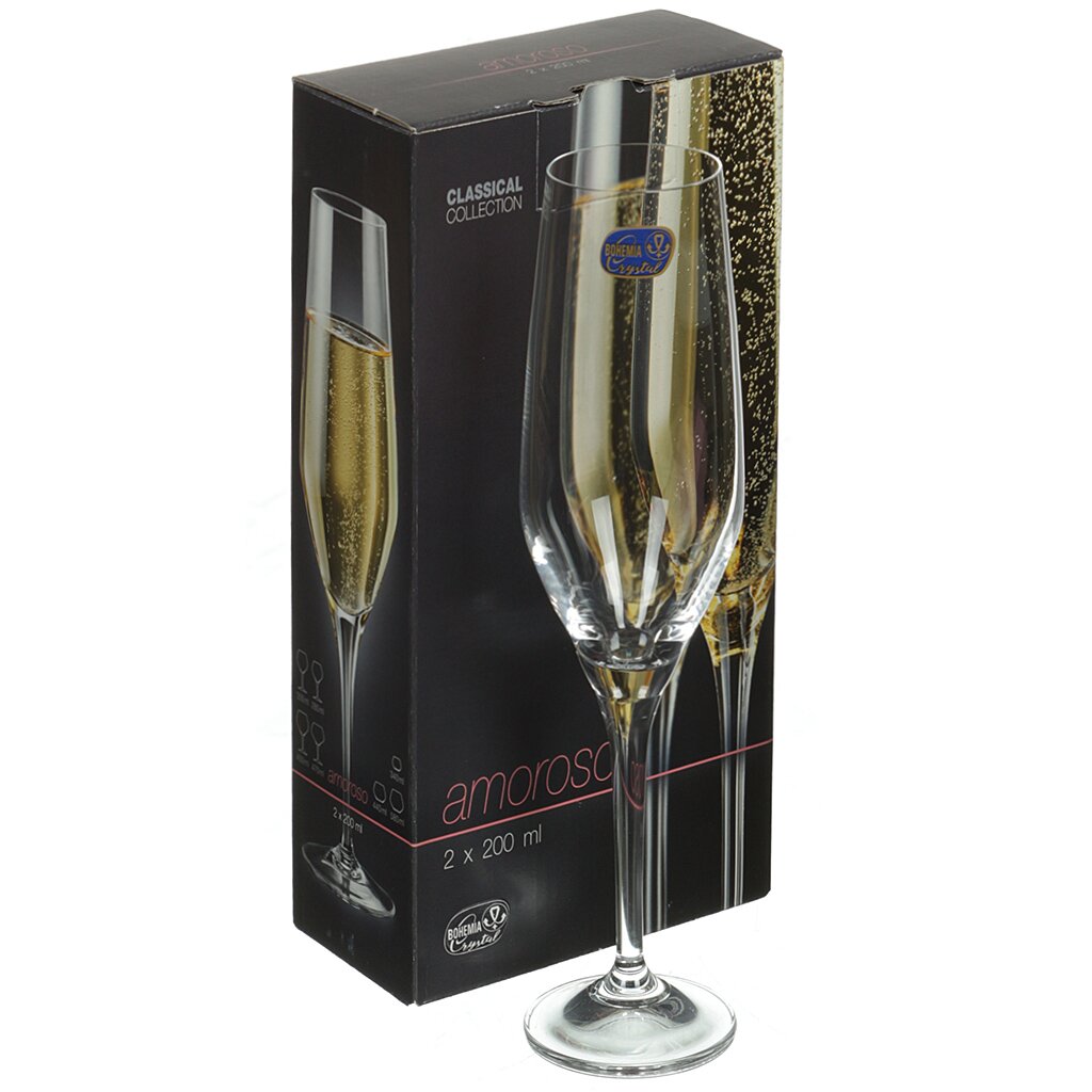 Бокал для шампанского Bohemia Amoroso 40651/200/2, 2 шт, 200 мл