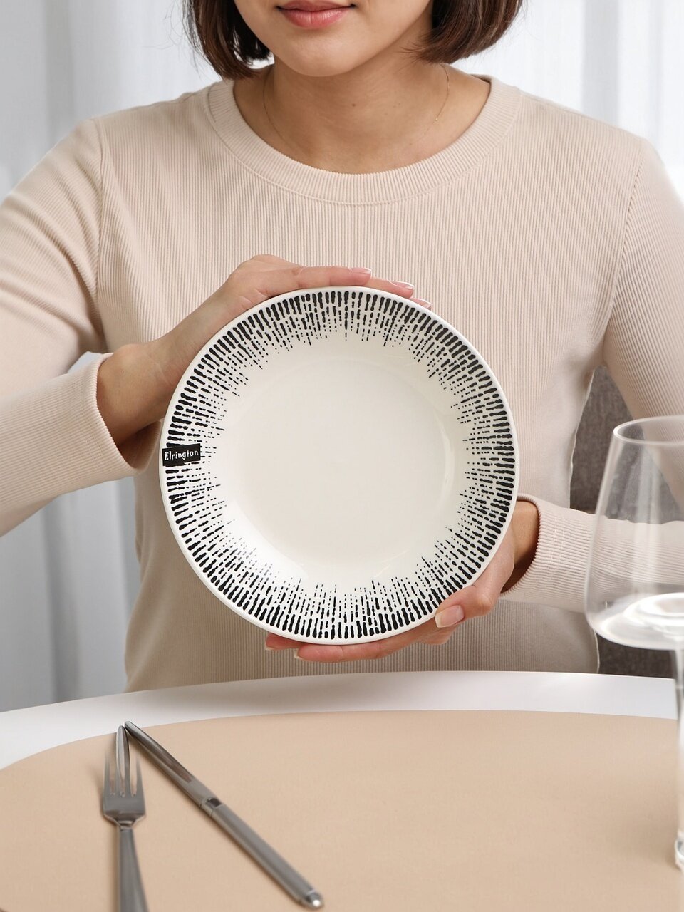 Тарелка суповая, керамика, 20 см, круглая, Mila Ripsy, Elrington, 253-27012