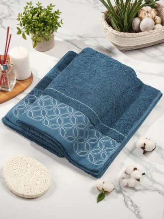 Полотенце банное 70х140 см, 100% хлопок, 550 г/м2, Фелиция, Silvano, синее, Узбекистан