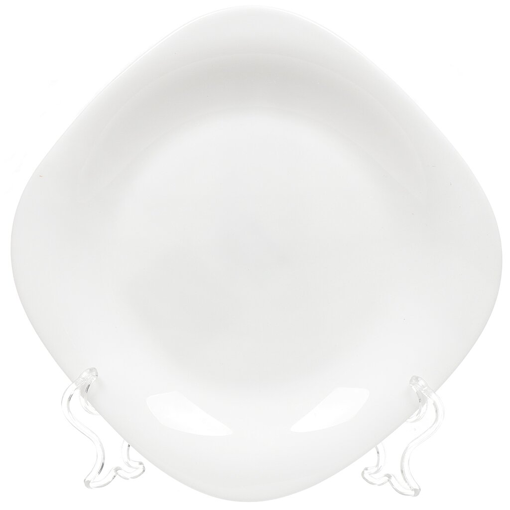 Тарелка десертная, стеклокерамика, 19 см, квадратная, Белый Квадро, Daniks, FFP-85/NFP-85T тарелка десертная стеклокерамика 19 см квадратная carine white luminarc h3660 l4454 n6803 белая