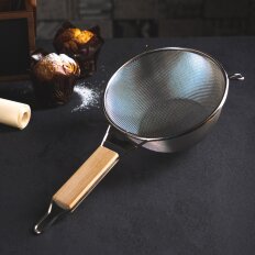 Сито нержавеющая сталь, 24 см, 2.5 мл, с ободком и ручкой, Vetta, 886-045