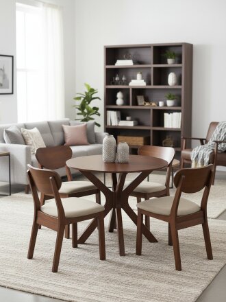 Обеденная группа 90х90 см, 4 стула, нагрузка до 100 кг, Ретро, RH 7208T