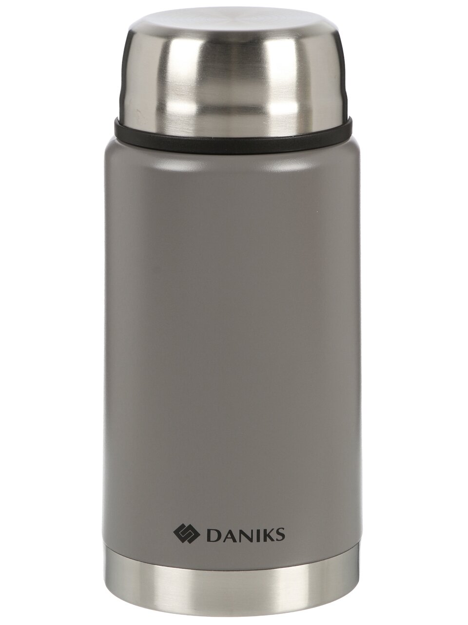 Термос для еды, нержавеющая сталь, 0.75 л, широкая горловина, Daniks, Эгида, колба нержавеющая сталь, с ложкой, с чехлом, серый, DTS-750
