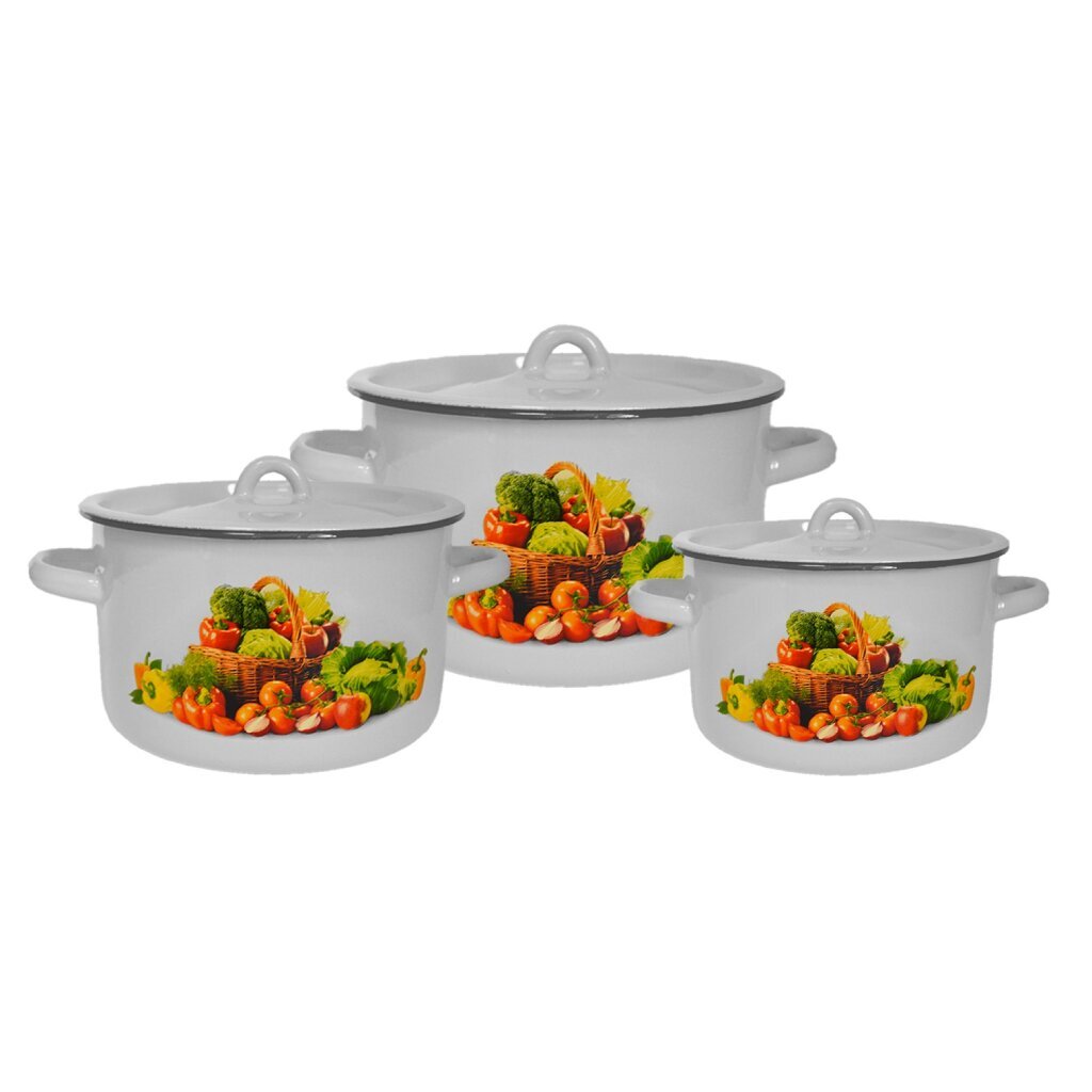 Набор посуды эмалированная сталь, 3 предмета, кастрюли 2.9,4.5,7 л, индукция, СтальЭмаль, Сентябрь цилиндр, 1с112