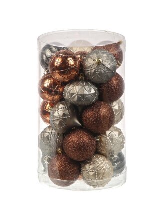 Набор шаров Фактура, 30 шт, серый, шампань, бронза, 5 см, 7 см, Y4-8459