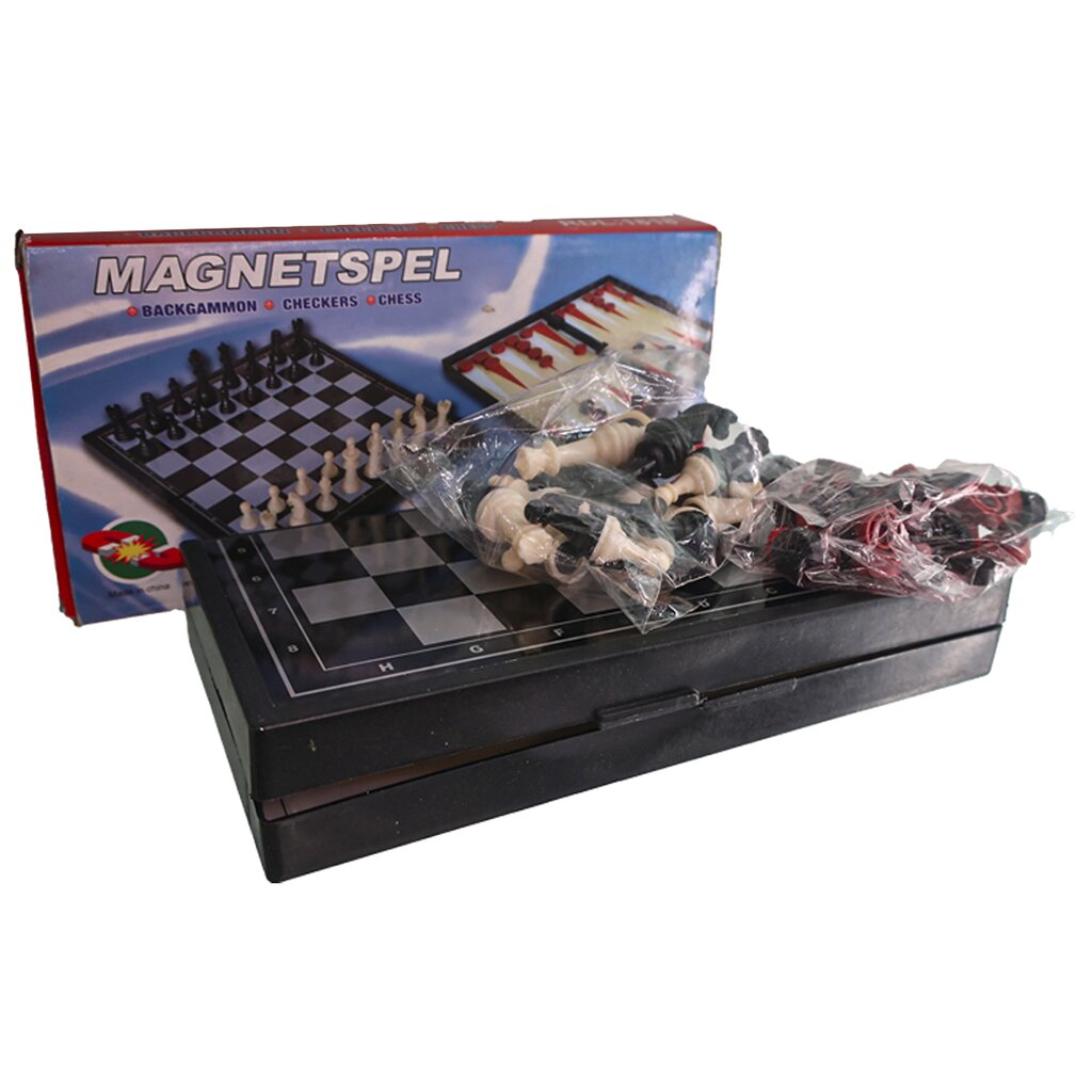 Игра настольная 3 в 1, магнитная, шахматы, шашки, нарды, в коробке, AN02574