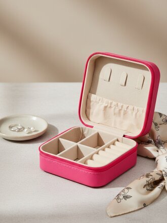 Шкатулка для украшений, фланель, 9.5х9.5х4.5 см, A320052