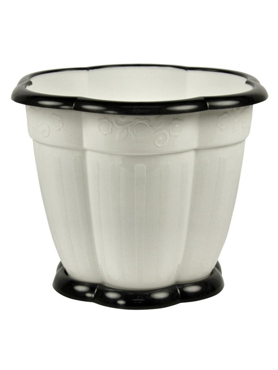 Горшок для цветов пластик, 3 л, 21х17.7 см, с подставкой, белый, Альтернатива, Восторг, М1235