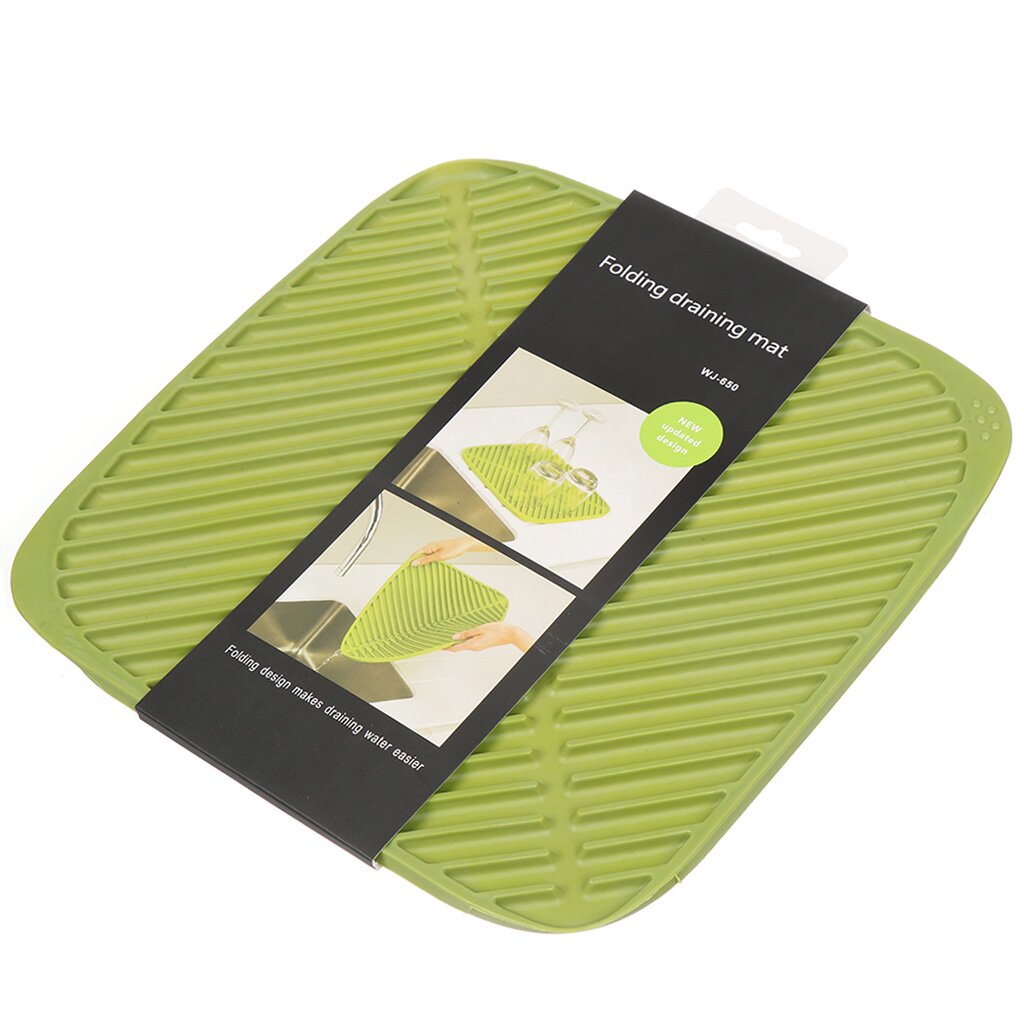 Подставка для посуды, силикон, 30х30 см, зеленая, MV19038 подставка для книг с держателем erichkrause base neon solid пластиковая зеленая с оранжевым