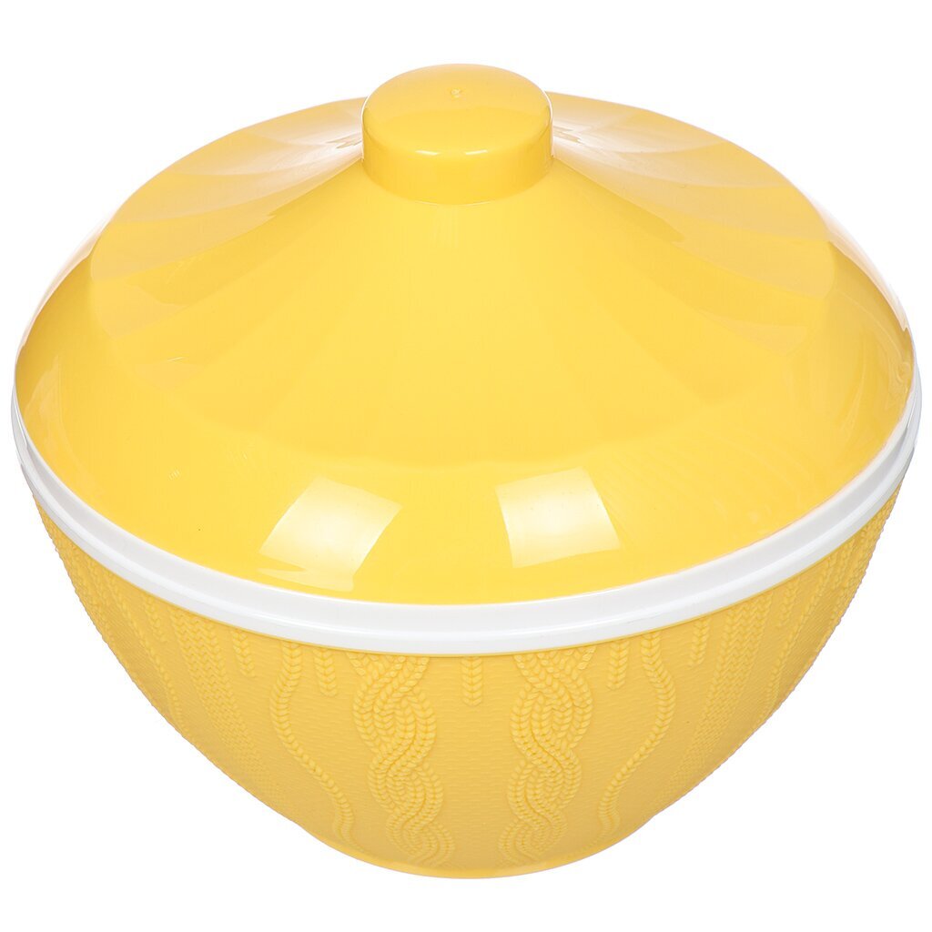Салатник пластмассовый, 1450 мл, Меланж желтый М6024 с крышкой Альтернатива
