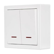 Выключатель откр устан, 2-кл, б/з, пластик, подсв, бел, Lezard, LETO, 752-0200-112