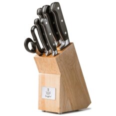 Набор ножей 7 предметов, 21, 21, 21,12.5,10 см, нержавеющая сталь, рукоятка пластик, с подставкой, дерево, Taller, TR-22009