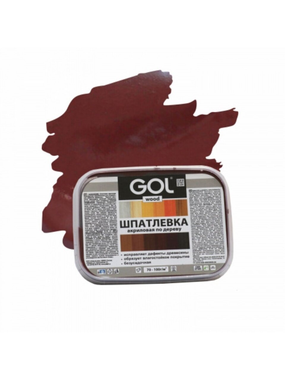 Шпатлевка Мастер, GOL wood, акриловая, по дереву, универсальная, для внутренних и наружных работ, махагон, 0.14 кг