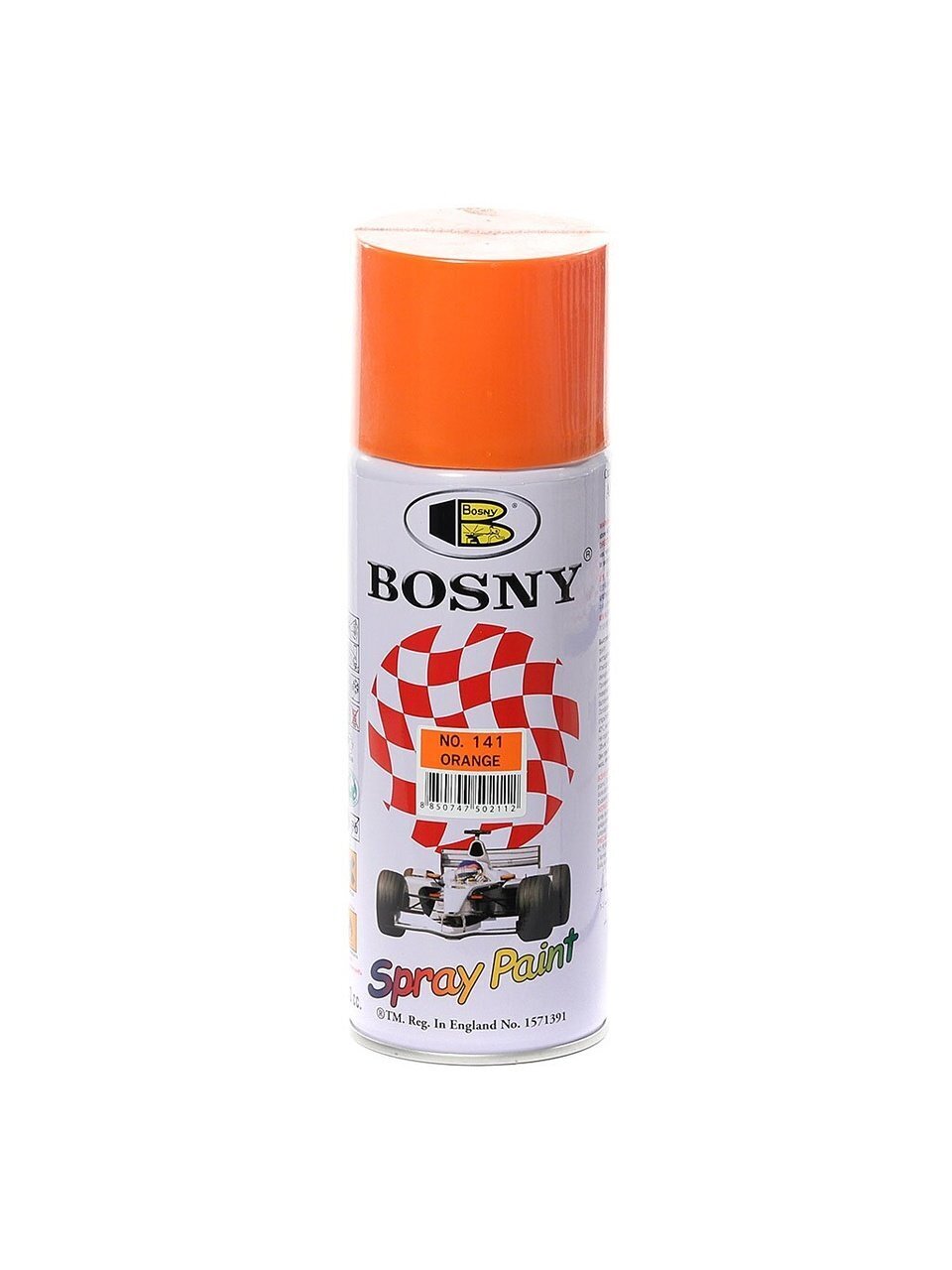 Краска аэрозольная, Bosny, №141, акрилово-эпоксидная, универсальная, глянцевая, оранжевая, 0.4 кг