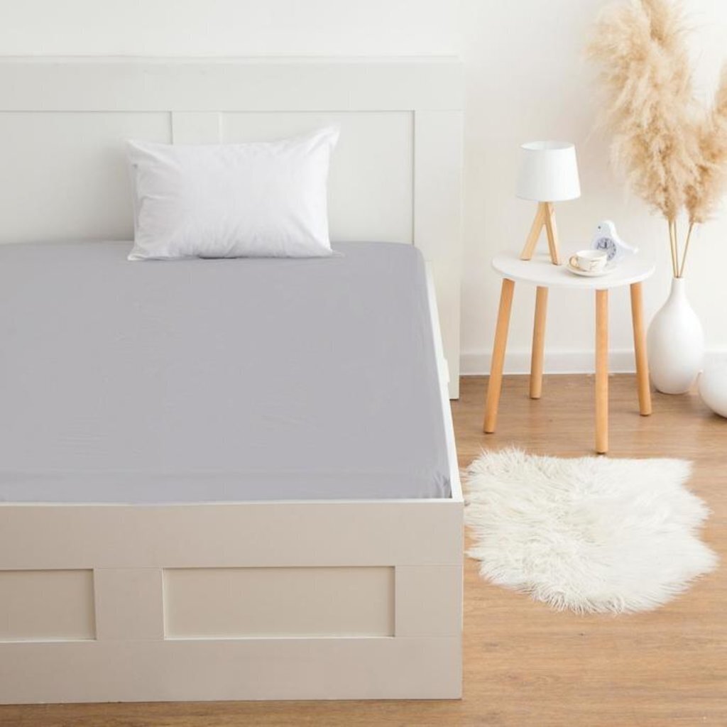 Простыня на резинке &amp;quot;Этель&amp;quot; 160*200*25 см, цв.серый, 100% хлопок, мако-сатин, 128 г/м² 6783285