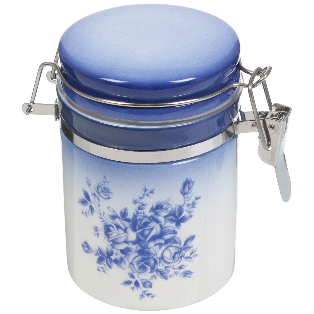 Ф Банка для сыпучих продуктов 250мл 9,6*6,9*10см мет.зажим Народные мотивы 824-718